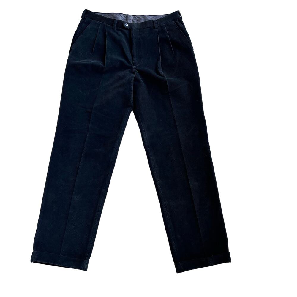 BURBERRY BLACK CORDUROY CLASSIC PANT WITH CUFFS MEN SIZE LARGE/36x33